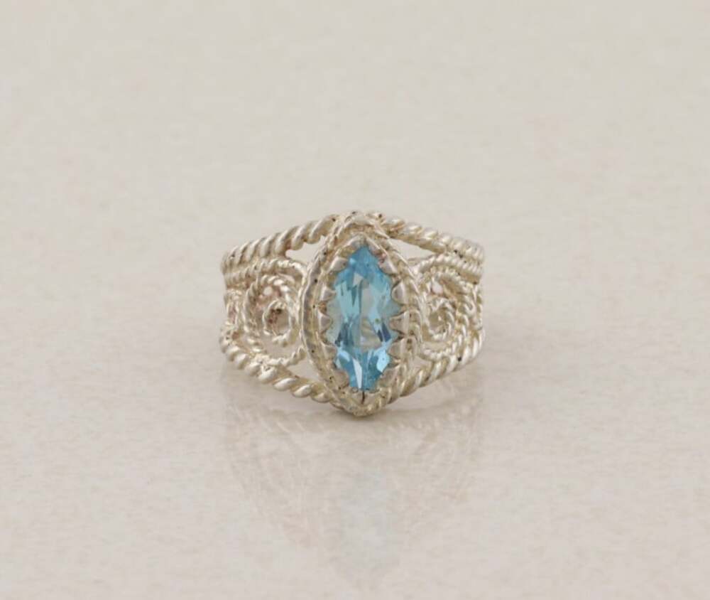 Sterling Silver Natural Blue Topaz Ring Size 5 Woman Teen Child